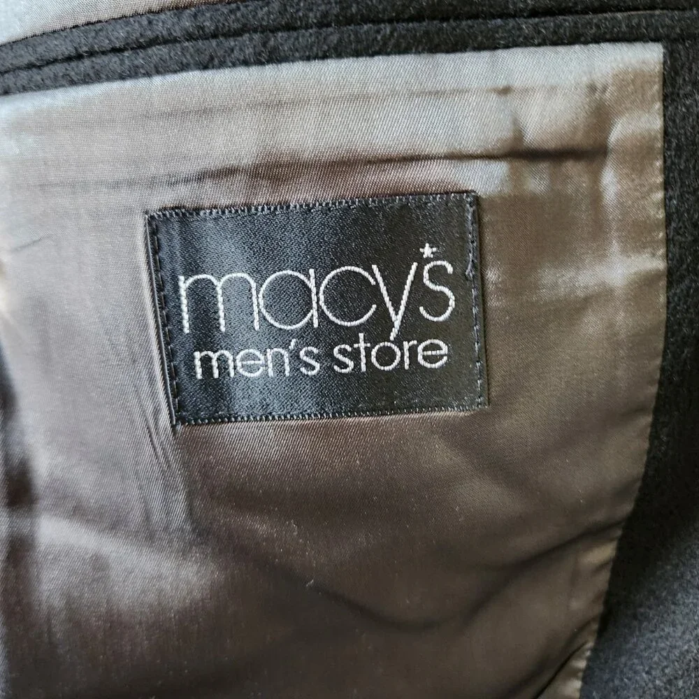 Macy's Alfani Size 40 R 100% Cashmere 2 Button Black Suit Jacket Sport Coat Soft